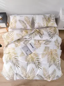 Bộ 3 bộ chăn ga gối in hình lá đồng cổ điển 100% polyester mềm mại (2 vỏ gối + 1 vỏ chăn), không có ruột, lựa chọn hoàn hảo cho trang trí phòng ngủ và phòng khách - Nhiều màu - Xem 6