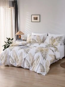Bộ 3 bộ chăn ga gối in hình lá đồng cổ điển 100% polyester mềm mại (2 vỏ gối + 1 vỏ chăn), không có ruột, lựa chọn hoàn hảo cho trang trí phòng ngủ và phòng khách - Nhiều màu - Xem 8