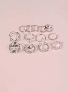 13pcs Simple Ring - Antique Silver - View 4