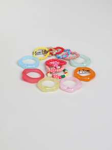 14 piezas anillo con diseño de cuenta - Multicolor - Ver 3