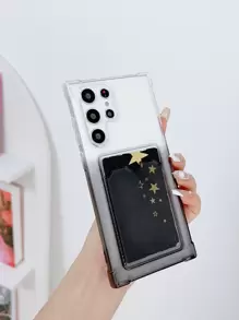 Ombre Clear Phone Case With Card Slot - Black - View 2