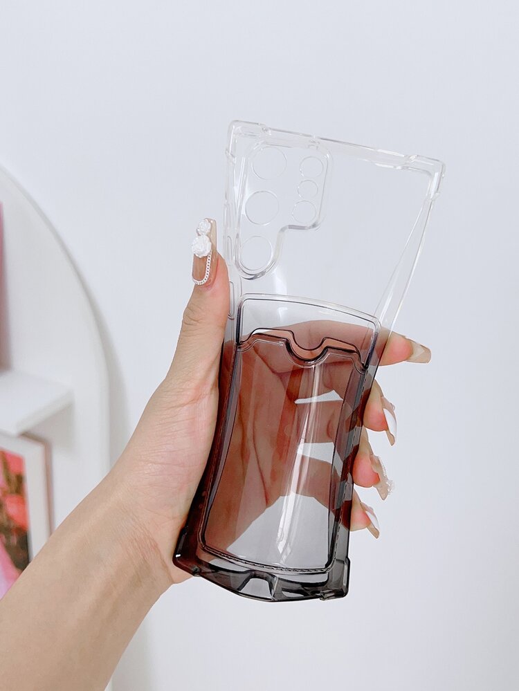 Ốp điện thoại trong suốt hiệu ứng ombre có khe đựng thẻ - màu đen - Xem 3