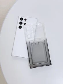 Ombre Clear Phone Case With Card Slot - Black - View 5
