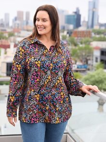 EMERY ROSE Camisa floral de hombros caídos - Multicolor - Ver 4