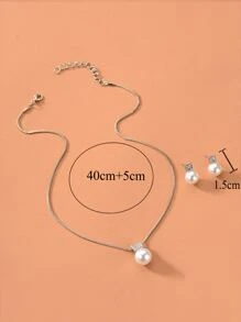 3入組鑽石和人造珍珠裝飾珠寶套裝 - 白色 - 查看 4