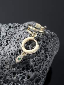 1 bông tai hình giọt nước hình khối Zirconia dành cho nam và 1 chiếc kẹp - Nhiều màu - Xem 2