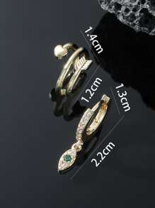1 bông tai hình giọt nước hình khối Zirconia dành cho nam và 1 chiếc kẹp - Nhiều màu - Xem 3