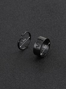 時尚流行2入組男士蛇裝飾戒指，不銹鋼珠寶哥特朋克珠寶，適合珠寶禮物和時尚外觀 - 黑色 - 查看 3