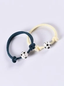 2pcs Men Soccer Decor Bracelet - Multicolor - View 4