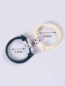 2pcs Men Soccer Decor Bracelet - Multicolor - View 5