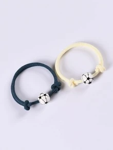 2pcs Men Soccer Decor Bracelet - Multicolor - View 6