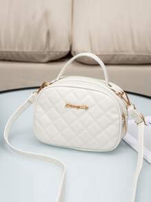 迷你字母裝飾絎縫方形包 - 白色 - 查看 1