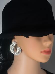 Hoa tai trang trí hình học Rhinestone - Bạc - Xem 2