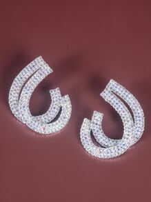Hoa tai trang trí hình học Rhinestone - Bạc - Xem 4