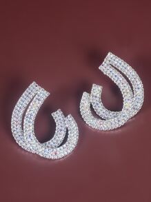 Hoa tai trang trí hình học Rhinestone - Bạc - Xem 5