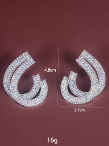 Hoa tai trang trí hình học Rhinestone - Bạc - Xem 6