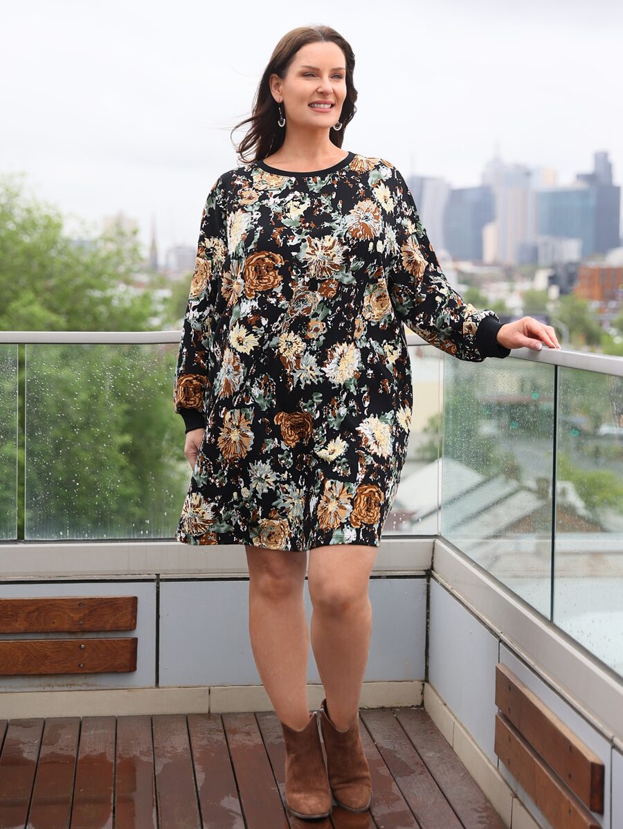 EMERY ROSE 大碼印花衛衣洋裝 - 彩色 - 查看 1