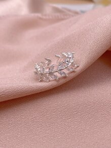 1PC Đá Cubic Zirconia Lá Trang Trí Nhẫn Đồng Trang Sức - Bạc - Xem 4