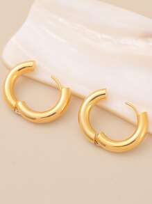 2pcs fashionable ins-style stainless steel plated 18K real gold gold ring earrings suitable for women's daily wear