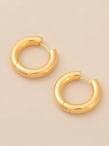 2pcs fashionable ins-style stainless steel plated 18K real gold gold ring earrings suitable for women's daily wear