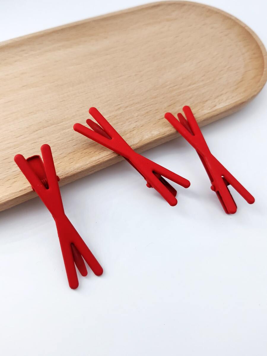 3 cái Kẹp Tóc Cá Sấu Rắn - Đỏ - Xem 1