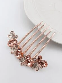 Rhinestone Bướm Trang trí Tóc Ghim - Hoa hồng vàng - Xem 4