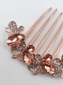 Rhinestone Bướm Trang trí Tóc Ghim - Hoa hồng vàng - Xem 6