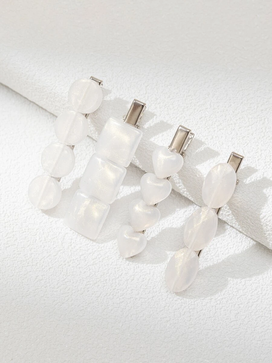 Bộ 4 kẹp tóc hạt Acrylic và kim loại hình vịt 6cm dành cho nữ, thích hợp để đeo hàng ngày - Nhiều màu - Xem 1