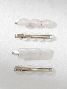 Bộ 4 kẹp tóc hạt Acrylic và kim loại hình vịt 6cm dành cho nữ, thích hợp để đeo hàng ngày - Nhiều màu - Xem 2