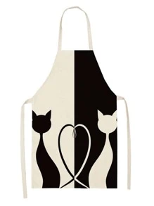 1pc Cat & Heart Pattern Apron - Multicolor - View 2