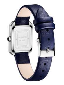 1入Rebirth品牌簡約方形刻度女士手錶，復古時尚休閒女用石英手錶 - 藏蓝色 - 查看 8