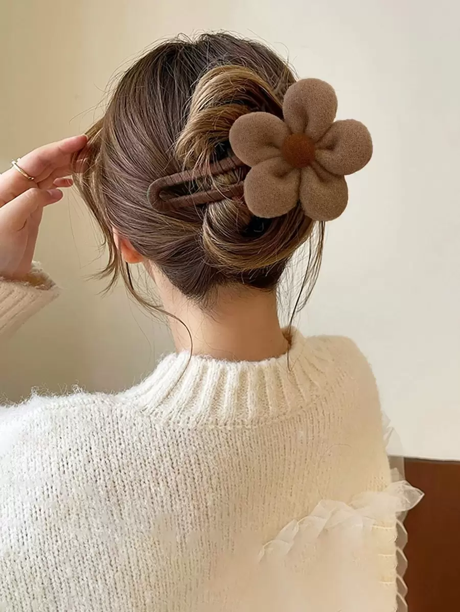 Kẹp tóc hoa trang trí dễ thương dành cho nữ, dùng để trang trí hàng ngày, phụ kiện tóc, kẹp tóc cài đầu, kẹp tóc càng cua, phụ kiện cho trang phục đi nghỉ mát, phụ kiện đội đầu, ghim cài tóc. - màu nâu - Xem 1
