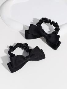 2pcs Bow Decor Hair Tie