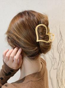 1個空心心形髮夾,適合日常佩戴 - 金色 - 查看 1