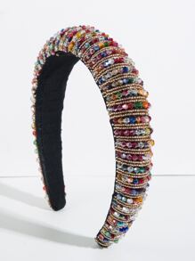 简约日常水晶装饰发箍，适合日常旅行、约会和度假。皇家风、Y2K风、发箍、发圈、发带、发饰、头饰 - 彩色 - 查看 3