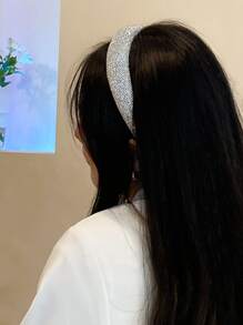 Rhinestone Decor Headband Elegant - Silver - View 3