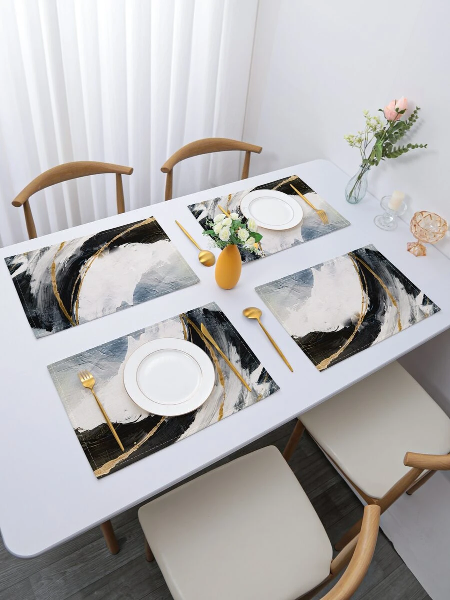 1pc Brush Pattern Placemat - White - View 1