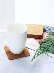 5 piezas Portavasos cuadrado de madera - Marrón - Ver 1