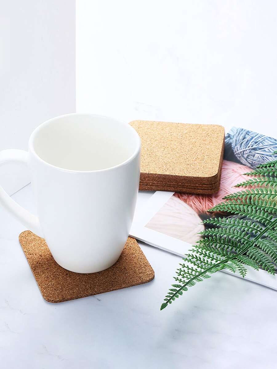 5 piezas Portavasos cuadrado de madera - Marrón - Ver 1