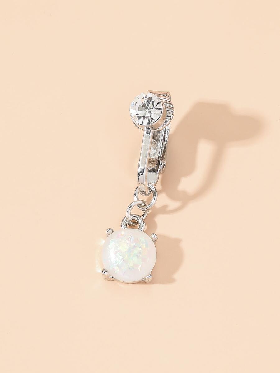 1 pieza Cuff de vientre con diamante de imitación de cobre de moda para mujer para decoración corporal, joyería de cobre - Plateado - Ver 1