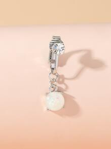 1 pieza Cuff de vientre con diamante de imitación de cobre de moda para mujer para decoración corporal, joyería de cobre - Plateado - Ver 4