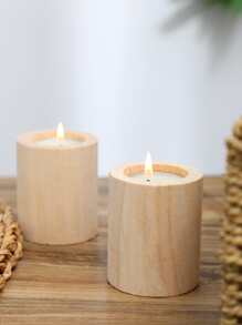 2 件木制茶灯烛台，木制供奉茶灯台，适用于婚礼生日中心装饰，适用于桌面花盆，适用于乡村中心装饰家居装饰 - 棕色 - 查看 5