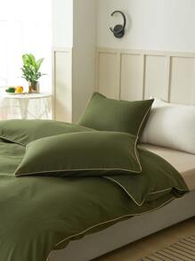 Plain Duvet Cover Set Without Filler - Army Green - View 2