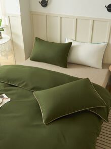 Plain Duvet Cover Set Without Filler - Army Green - View 4