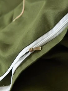 Plain Duvet Cover Set Without Filler - Army Green - View 5