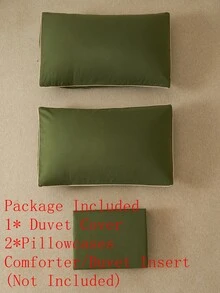 Plain Duvet Cover Set Without Filler - Army Green - View 8