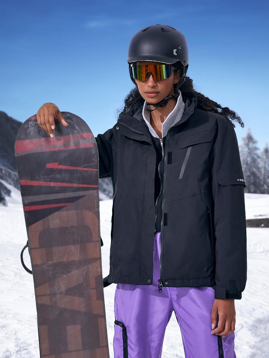 Cazadora deportiva impermeable con capucha 2 en 1 - Negro - Ver 1