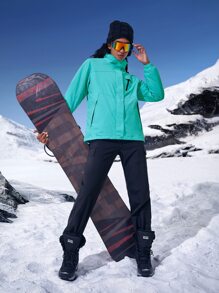 Waterproof Hooded Sports Jacket With Detachable Fleece Liner - Mint Green - View 2