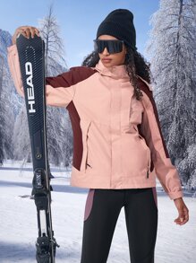 3 In 1 Waterproof Hooded Sports Jacket With Detachable Polar Fleece Liner - Coral Pink - View 1