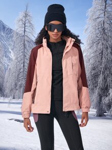 3 In 1 Waterproof Hooded Sports Jacket With Detachable Polar Fleece Liner - Coral Pink - View 3